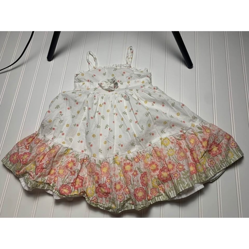 Tahari Floral Dress Girls 3T White Pink Yellow Sleeveless Summer Casual
